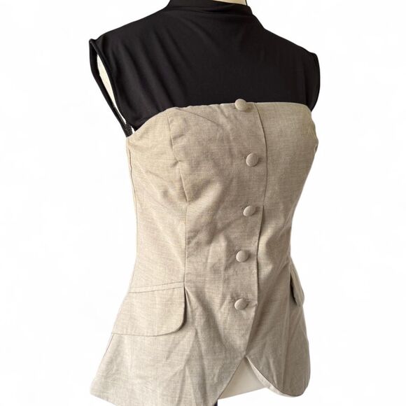 Olivaceous Women's Tan strapless button detail corset top, size medium - Picture 2 of 8